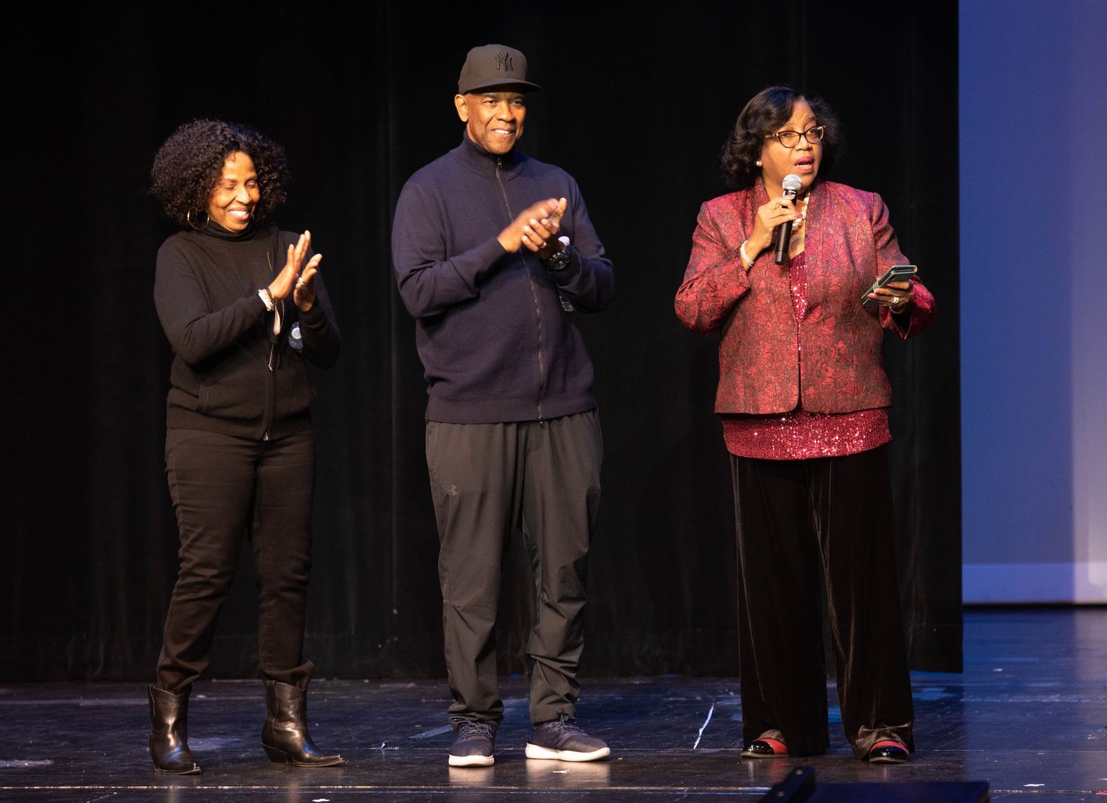 Denzel and Pauletta Washington at the Denzel Washington School of the Arts dedication